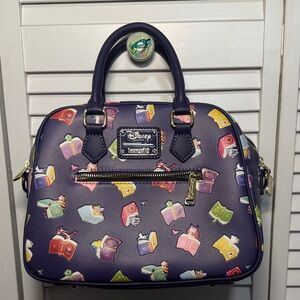 Loungefly Disney Purple Book Pattern Satchel